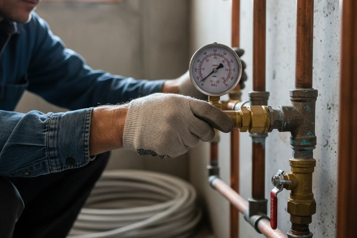 Pressure testing a repaired line during Water Line Repair in Keystone